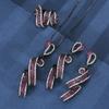 Jewelry Copper Bottom Gold Plating Simulation Red Corundum Design Black Gold Set