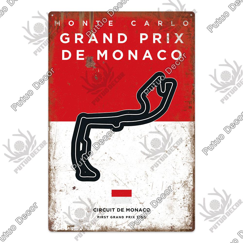 Putuo Decor Vintage Racing Track Metal Poster F Competition Tin Sign Plaque Iron Plate Bar Club Man Cave Home Wall Decoration