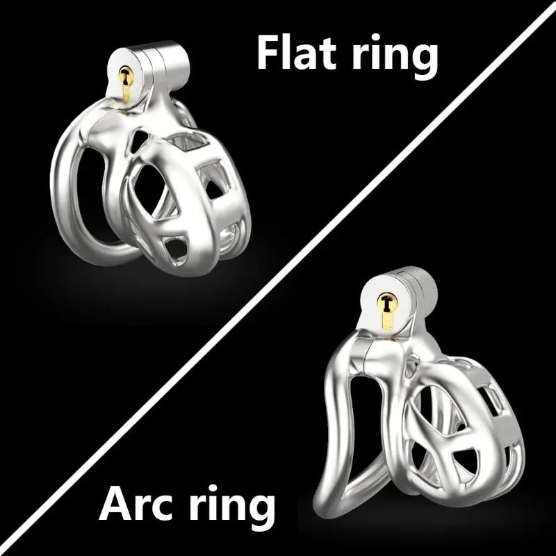 Stainless Steel Male Chastity Cage, Cock Mamba Penis Ring, Chastity Belt, BDSM Erotic Urethral Lock Double-Arc Ring, Sex Toy 18+