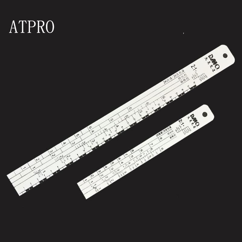 ATPRO Стойкая к растворителям, не ржавеющая алюминиевая линейка для смешивания красок со шкалой, для автомобильных красок, инструменты для покраски распылением