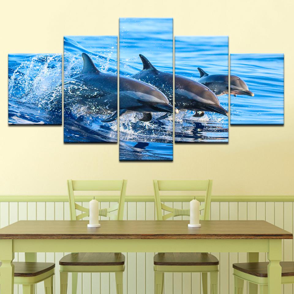 The underwater shark 5 piece Wall Artwork Wallpapers modern Modular Poster art Canvas painting for Living Room Home Decor