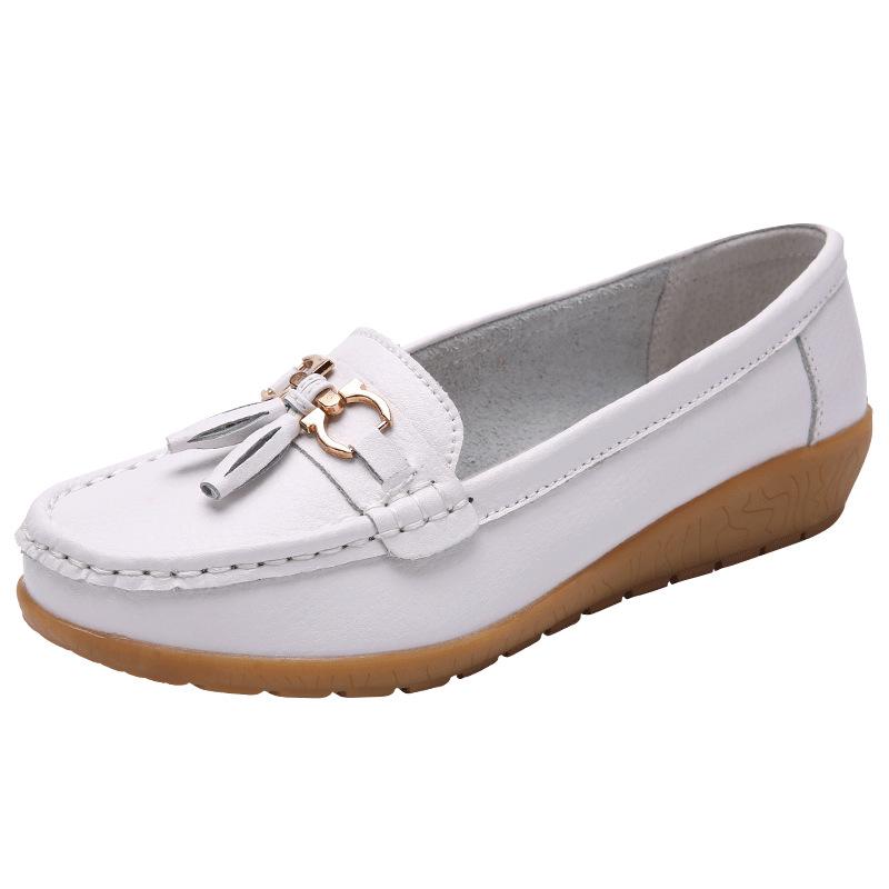 Women Flats Dance Shoes Leather Breathable Moccasins Women Boat Shoes Ballerina Ladies Casual Shoes Sneakers Women Nurse Shoe