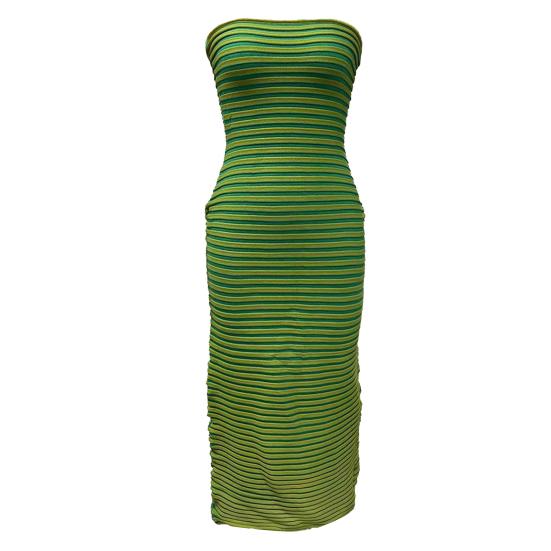 Женское летнее облегающее платье макси-труба в рубчик без бретелек выходное вечернее платье в полоску без рукавов трикотажное длинное платье