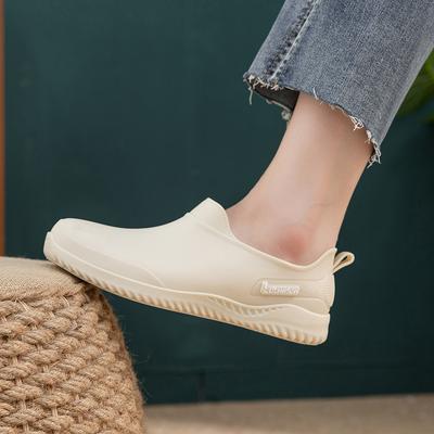 Весенне-осенние дождевые туфли женские водонепроницаемые туфли кухонные рабочие нескользящие короткие пластиковые туфли для улицы взрослые всесезонные водные сапоги модные