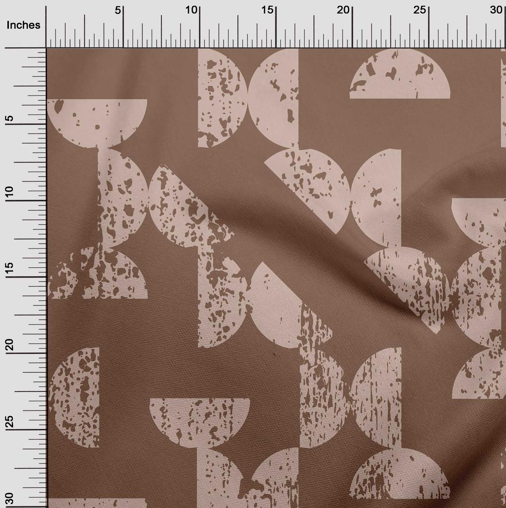 oneOone Cotton Flex Brown Fabric Geometric Half Circle Dress Material Fabric Print Fabric By The Yard 40 Inch
