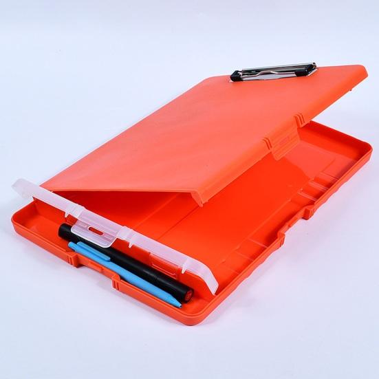 File Folder Organizer with Strong Lock Non-Slip Clips Hanging Holes 3-in-1 Clipboard Pencil Case File