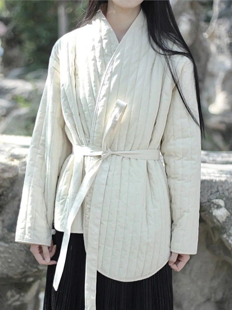 Johnature Женские хлопковые парки в китайском стиле, зимние пальто с длинными рукавами, однотонные женские винтажные парки