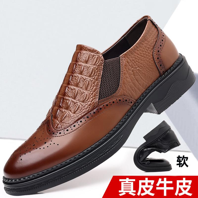 2025 новые кожаные туфли Brock Work на шнуровке с британской гравировкой, деловые, повседневные, для официальной одежды, мужские, с одной педалью