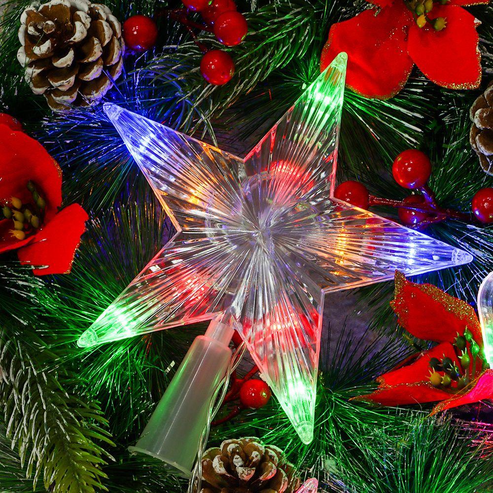Merry Christmas LED Glowing Star Night Light Christmas Tree Top Ornaments Five-pointed Star Lamp