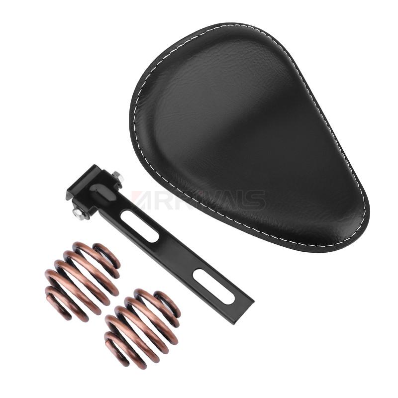 Мотоциклетное кожаное седло Ретро Черное кожаное одиночное сиденье для Harley Custom Chopper Bobber Honda Yamaha Kawasaki Suzuki