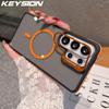 KEYSION Прозрачный магнитный чехол-подставка для линз для Samsung Galaxy S25 S26 Ultra 5G S26+ Цветной блок Ударопрочная задняя крышка телефона
