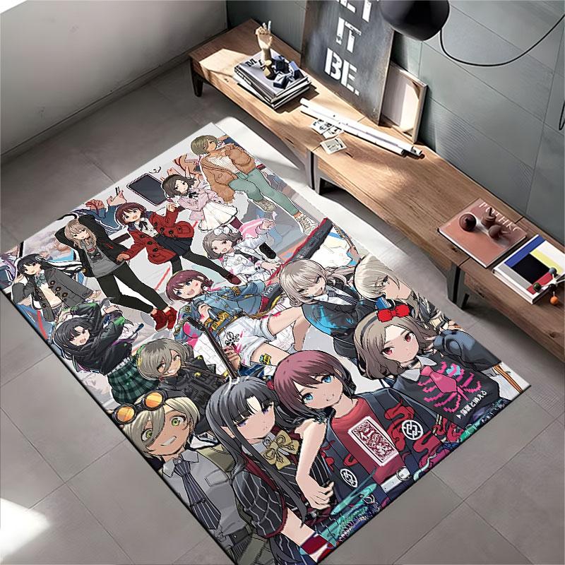 Anime-Style Girls Group Design suitable as a non-slip mat for the living room or bedroom sofa