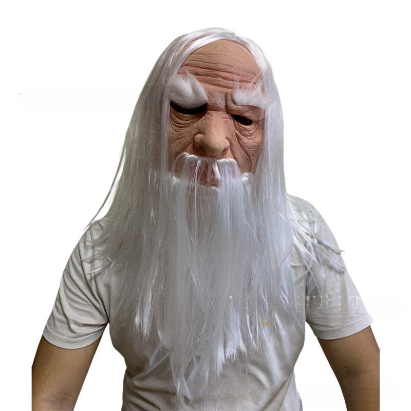 White-bearded old man mask, white-haired old lady mask, smoking old man mask, long-haired old man character mask