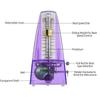 Transparent Mechanical Metronome with Bell Universal Wind Up Metronome with Loud Sound Beat