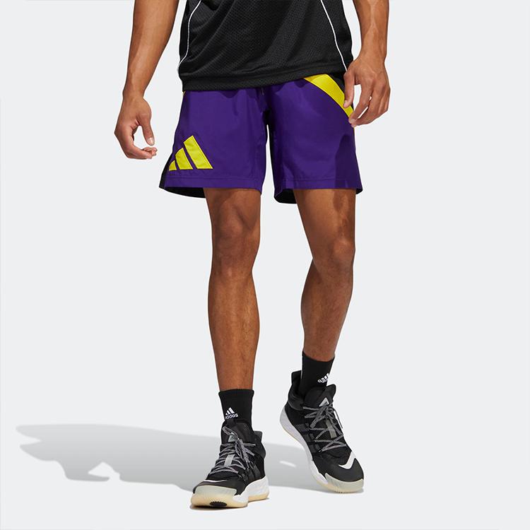 adidas Баскетбольные Шорты Мужские Колледжный Фиолетовый Умеренные Прямые Брюки HK9465