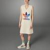 adidas Оригинальное женское платье без рукавов с логотипом 70-х годов с V-образным вырезом и принтом букв, бежевое IK7862