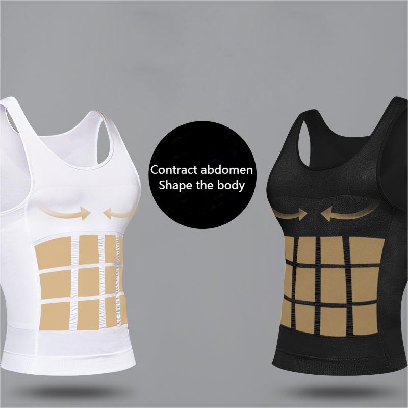 Men Corset Body Slimming Tummy Shaper Running Vest Belly Waist Girdle Shirt Black Shapewear Underwear Waist Shirts Running Vest