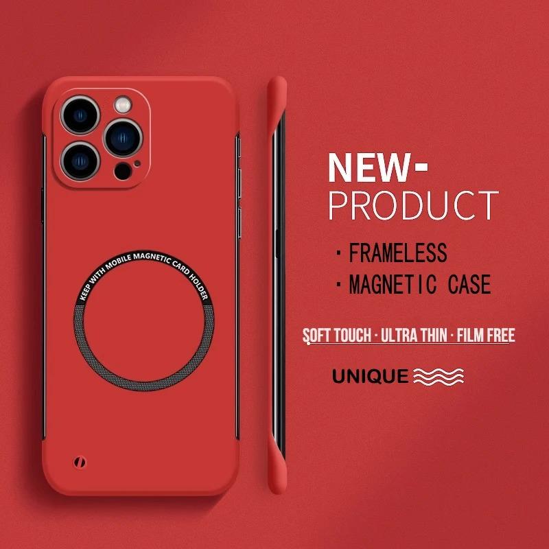 Ультратонкий жесткий ПК чехол для телефона без рамки с магнитом для Magsafe iPhone 17 16 15 14 Pro Max 13 Mini Air 16e Матовый цвет Сплошная крышка