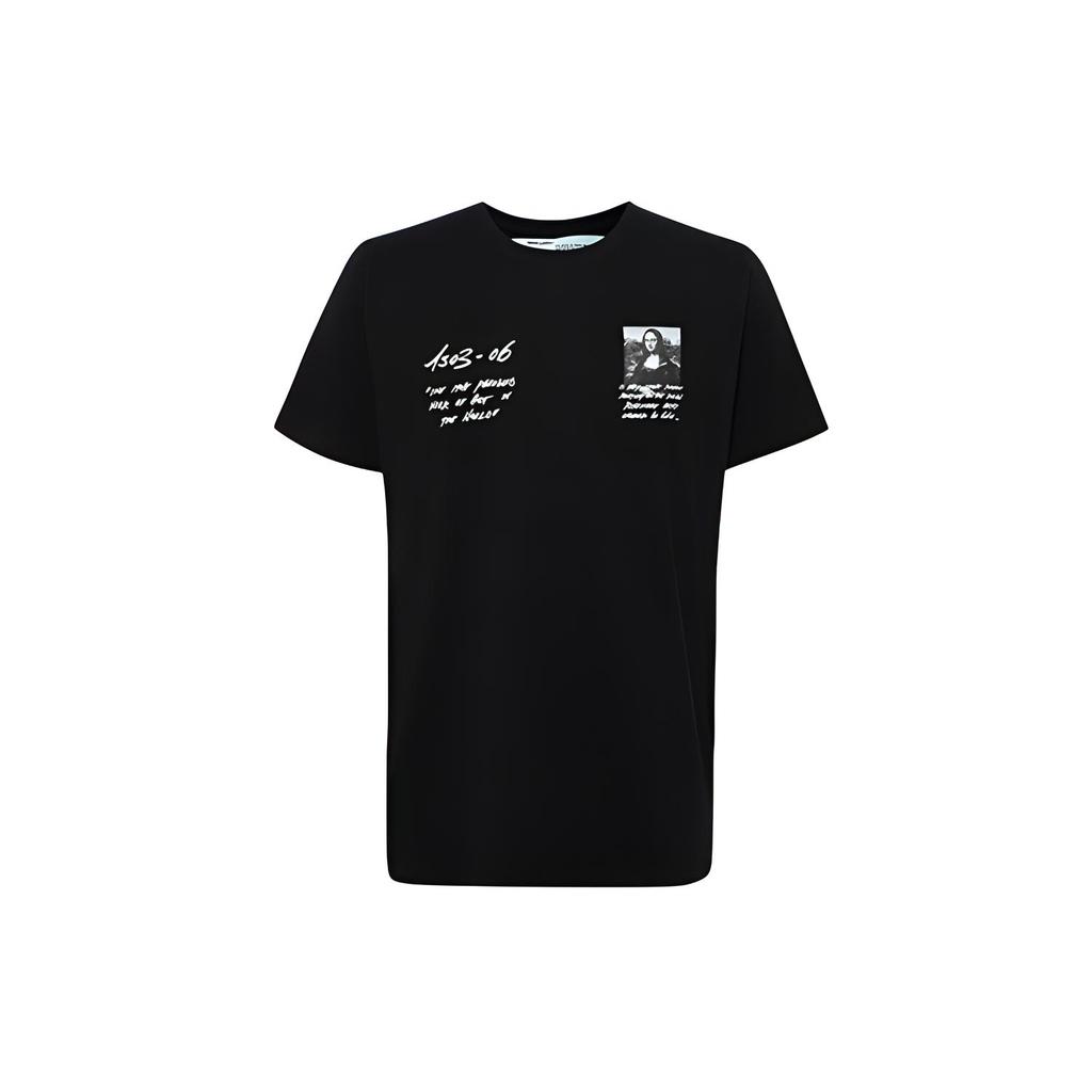 OFF WHITE Свободная футболка с графическим принтом Моны Лизы OMAA038S191850051020