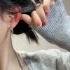 Korean Style Geometric Hoop Earrings Silver Shaking Drop Earrings Hollow Oval Earrings  Women