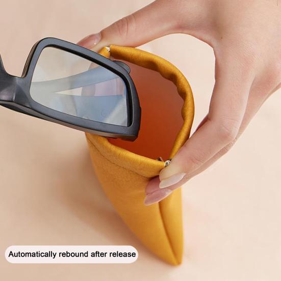 Портативная сумка для хранения очков с автоматическим замком, мягкий чехол из искусственной кожи для солнцезащитных очков, органайзер для очков для женщин и мужчин с близорукостью