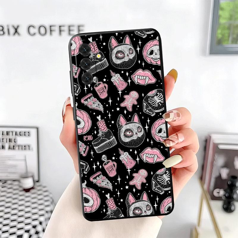 Pink Style Skull Witch Soft Phone Case for Samsung A17 A37 A57 A16 A26 A36 A56 A15 A25 A35 A55 A14 A24 A34 A54 A13 A23 A33 A53 A