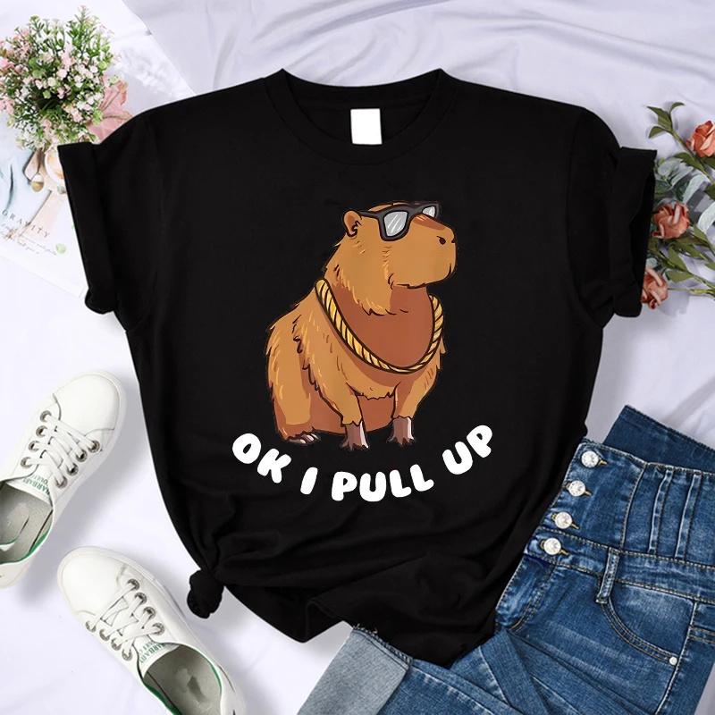 Cute Capybara Clothing T-Shirt Unisex Vintage Cartoon T Shirt FeUnisex Casual Anime Top Tees T Shirt Unisexga Unisex Graphic Tee Tops