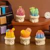 2Pcs Color Random Cartoon Cactus Potted Emoji Succulent Plant Miniatures Micro Landscape DIY Fairy Garden Decoration