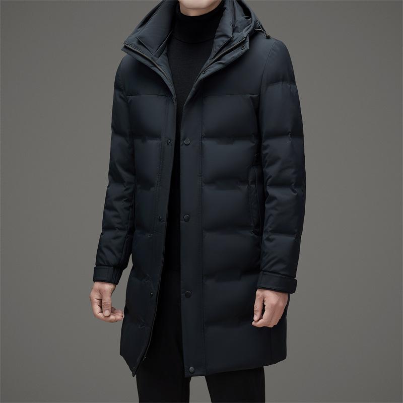 Men's Medium and Long New Warm and Middle-aged Hooded Winter Down Jacket