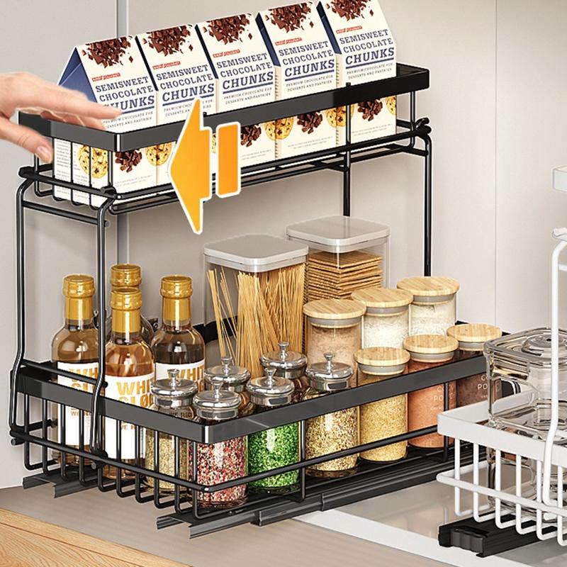 Kitchen Under Sink Organizer Under Sink Storage Sliding Drawer Bathroom Storage Shelves Shampoo Cosmetics Organizer Baskets