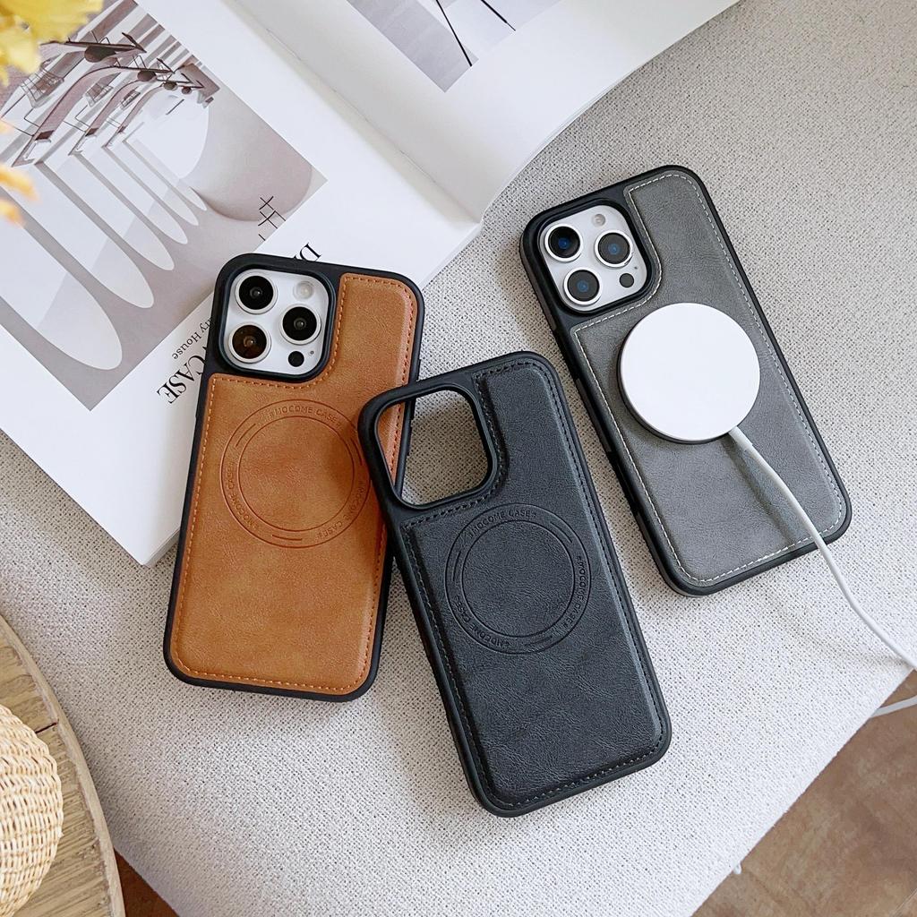 Роскошный чехол-бампер с магнитной застежкой из коровьей кожи для iPhone 17 Air 16 PM 15 Pro Max Samsung S25 S24 S23 Ultra Google Pixel 10 Противоударный защитный чехол