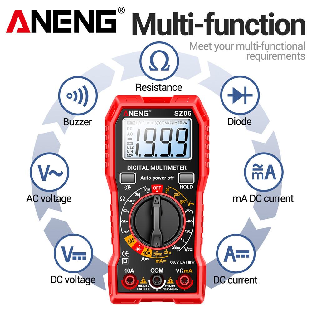 Digital Multimeter AC/DC Ammeter 1999 Counts Multitester 600V Voltmeter Multimetr Voltage Resistance Meter Diode Tool ANENG SZ06