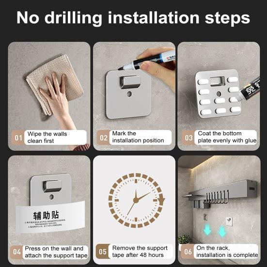 Настенная стойка для хранения режущих инструментов из углеродистой стали, держатель для режущих инструментов с ложкой для палочек для еды