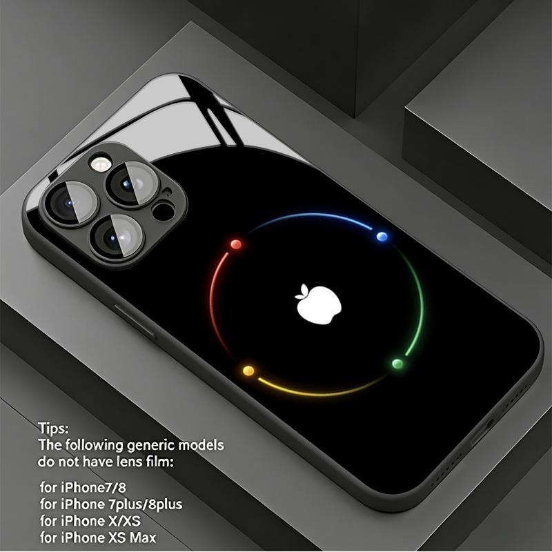 Colorful Halo For Apple Tempered Glass Phone Case for iPhone 17 Pro Max 13 12 11 Pro 14 15 16 Plus 16E 17Air X XR XS 7 8 Cover