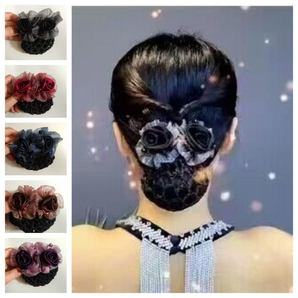 Crystal Women Hairpins Headdress Professional Headdress Jewelry Bun Net Snood  Gift