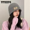 Autumn and Winter New Hat Women's Fashion Alphabet Knitted Wool Hat Winter Warm Bucket Hat Solid Color