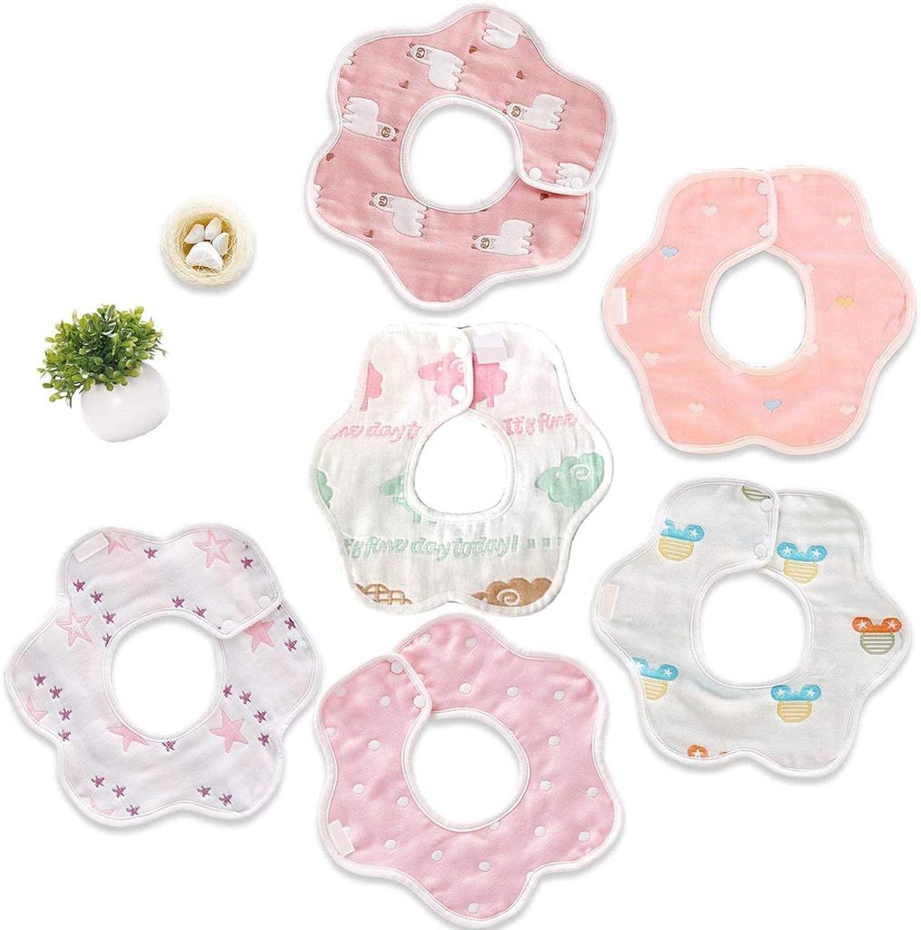 Надежный набор: пончо-халат с животными для малышей/детей ясельного возраста и нагрудник (6 шт.) с оригинальным товаром (Медведь, Розовый) BM0217A