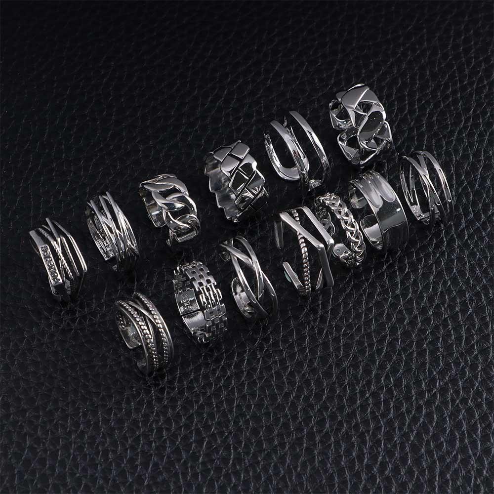 Day Gift Personality Korean Style Jewelry Men Geometric Ring Punk Finger Buckle Line Ring