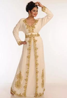 Марокканский Жоржет Дубайский Off White Абая Свадебное Нарядное Вечернее Праздничное Платье Платье