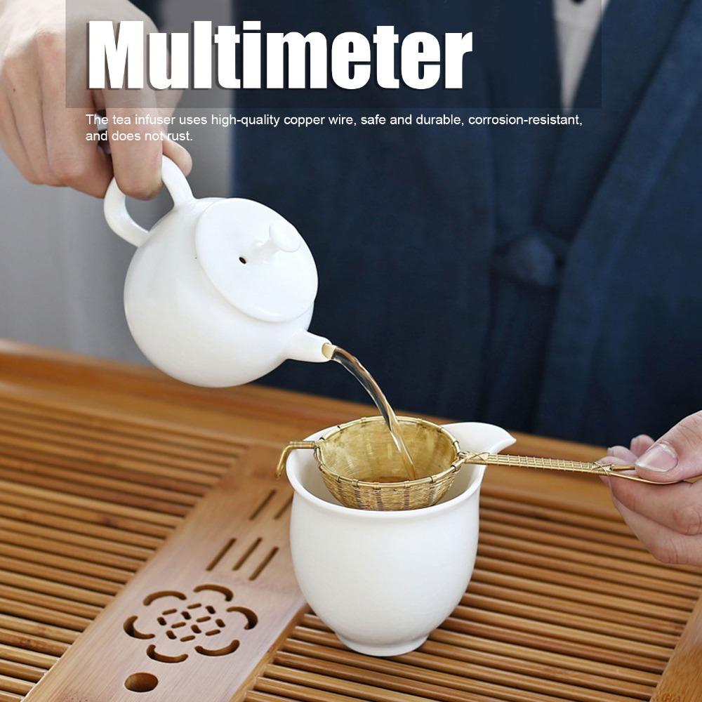 Long Handle Design Tea Infuser Strainer Hand Made Copper Tea Infuser Loose Leaf Brewing