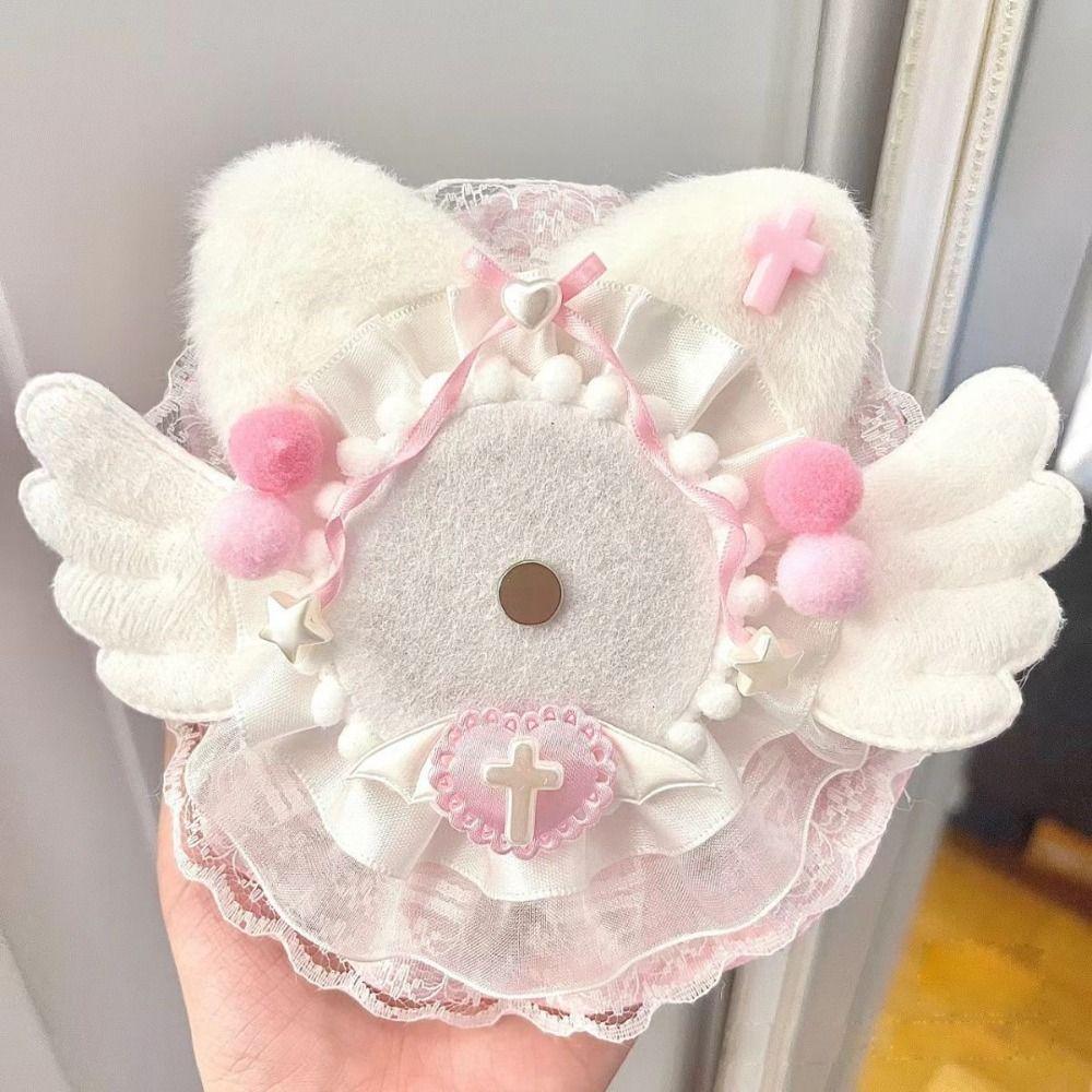 Handmade K-POP Badge Displaying Case Lace Wings Bow DIY Pain Bag Filler Badge Holder  Girls