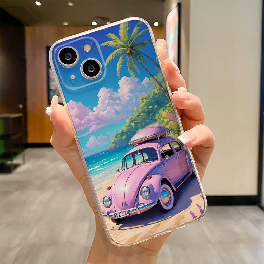 Чехол для телефона 'Комби-фургон Серфинг' для iPhone 17 16e 16 15 14 13 12 11mini Pro Max X XR XSMAX 8 7 Air Plus Мягкая крышка