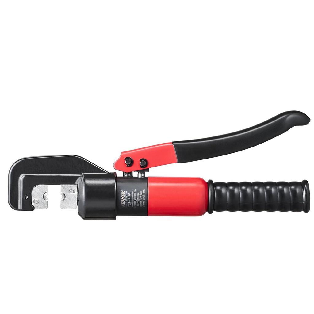 Crimping Tool, AWG12-2/0 Copper And Aluminum Terminal Battery Lug Hydraulic Crimper, with a Cutting Pliers, Gloves, 10pcs Copper Ring Connectors, 8 x