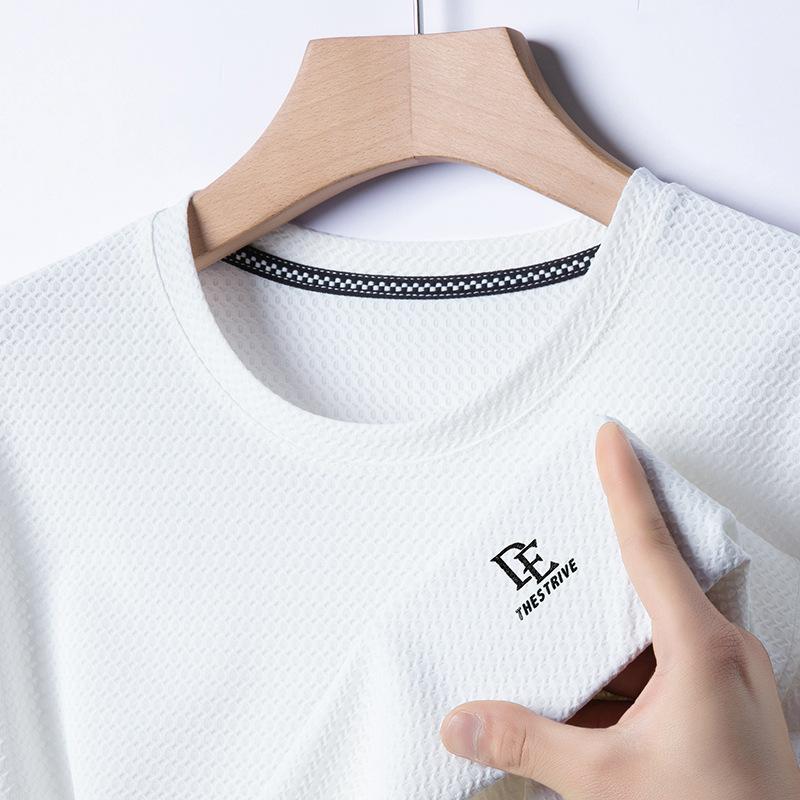 Высококачественная футболка мужская с круглым вырезом и коротким рукавом сетка костяной цветок ледяной шелк поло рубашка