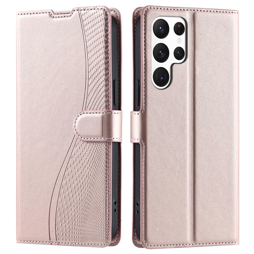 For Samsung Galaxy S24 Ultra Case Dots Imprinted PU Leather Flip Phone Cover with Card Slot,Strap