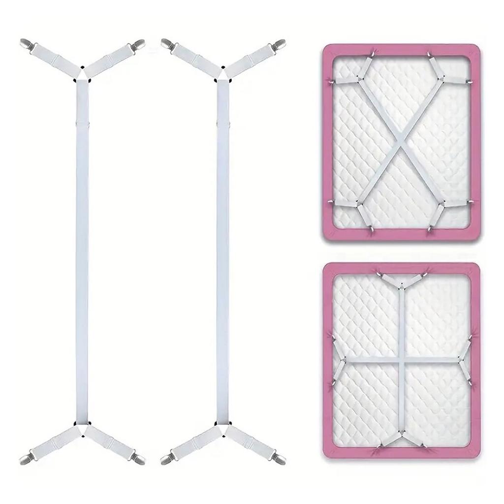 Набор из 2 прочных полиэстеровых натяжителей для простыней с металлическими зажимами, надежная фиксация простыней, нескользящая конструкция, ремень-держатель для простыней