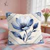 Modern Simple Watercolor Flower Blue Leaf Cushion Cover Short Plush Pillow Case Room Sofa Cushion Covers Home Decor Funda
