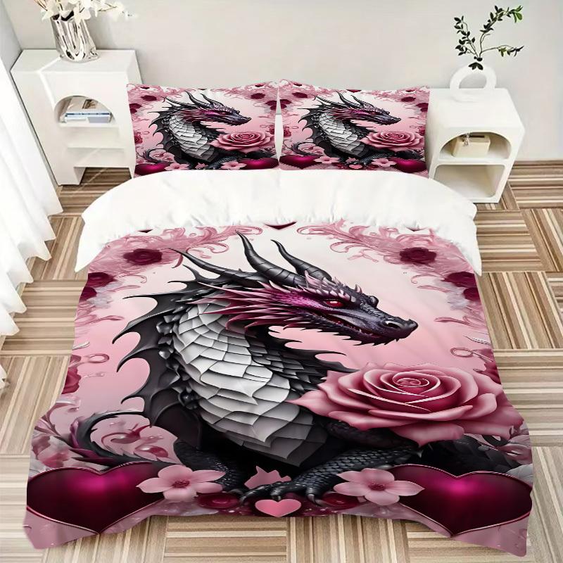 3pcs Dragon Art Duvet Cover Set, Soft Comfortable Duvet Cover,Guest Room (1*Duvet Cover + 2*Pillowcase, Without Core) yy251104131