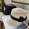 French Woven Straw Cap Elegant Equestrian Hat Ins Bow Straw Cap  Ladies/Girls