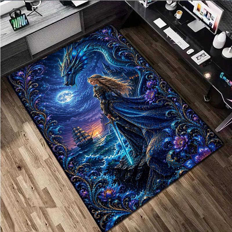Fairy Dragon Moonlit Night Carpet Office Decorative Carpet For Living Room Bedroom Door Mat Floor Rug Computer Chair Area Rug